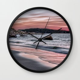 Pink Sunset on the beach Wall Clock