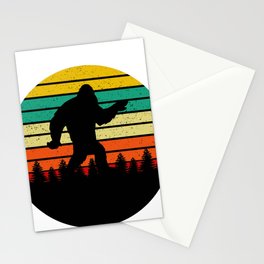 bigfoot-retro-sunset-full-black Stationery Cards