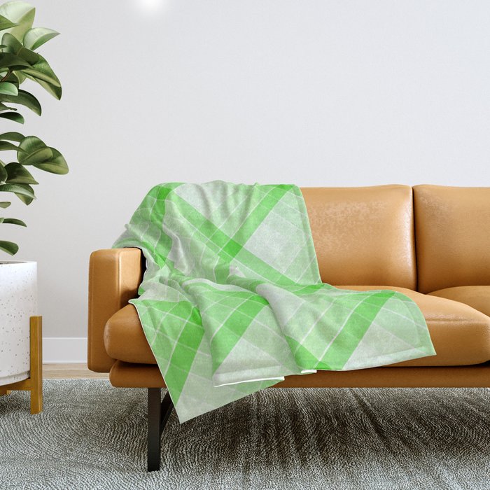 Green Geometric Squares Diagonal Check Tablecloth Throw Blanket