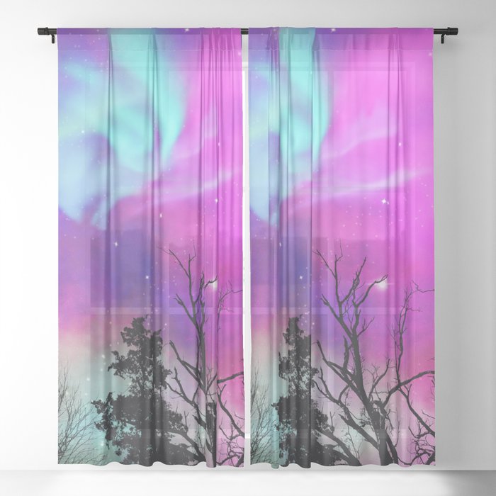 Aurora Sky Background 01 Sheer Curtain