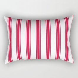 [ Thumbnail: White and Crimson Colored Stripes Pattern Rectangular Pillow ]