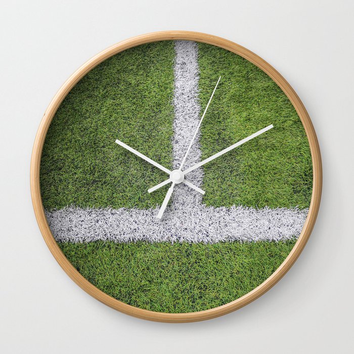 Sideline football field, Sideline chalk mark artificial grass soccer field Wall Clock