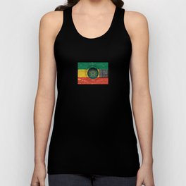 Old Vintage Acoustic Guitar with Ethiopian Flag Tank Top