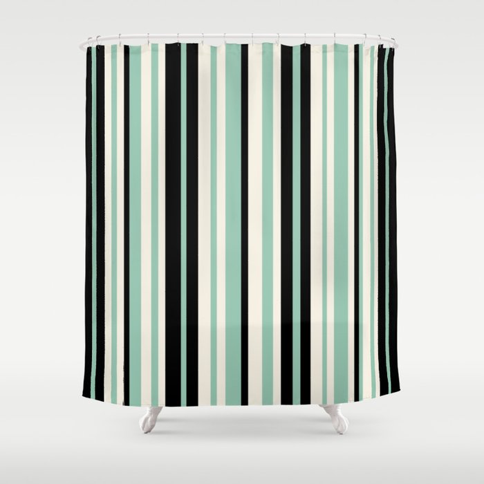 Mint green and 2025 black shower curtain