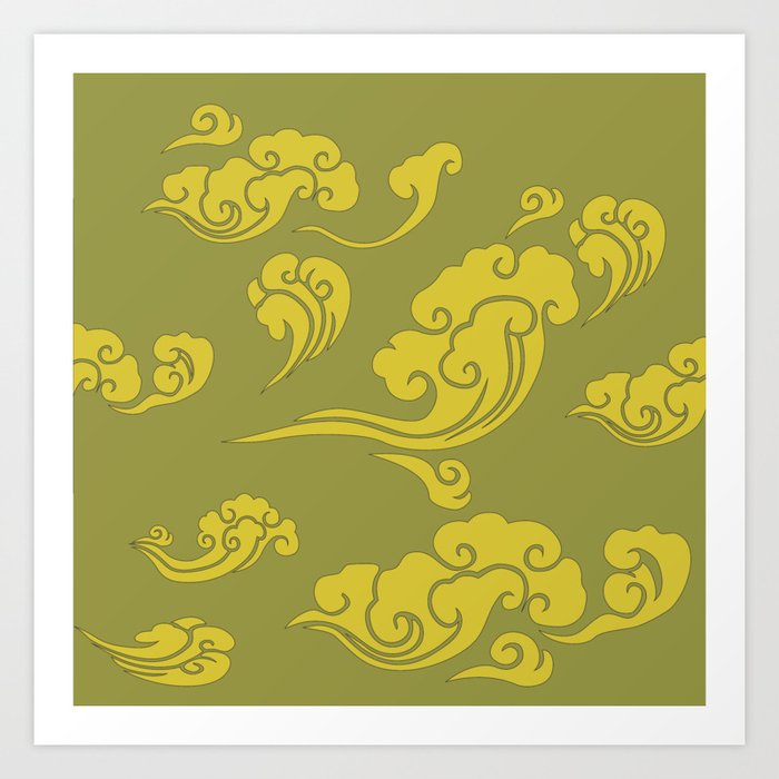 Cloud Swirls - Yellow Art Print