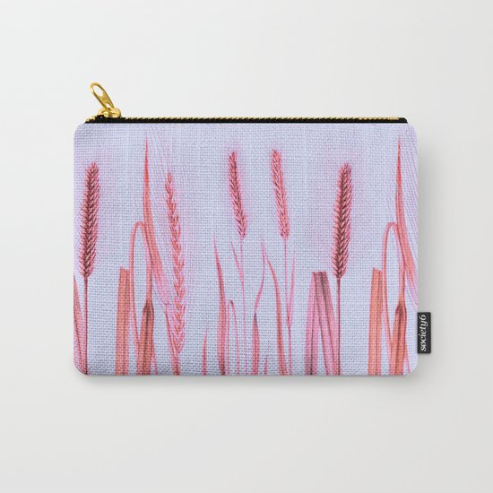 pink ears of wheat on pale blue Carry-All Pouch