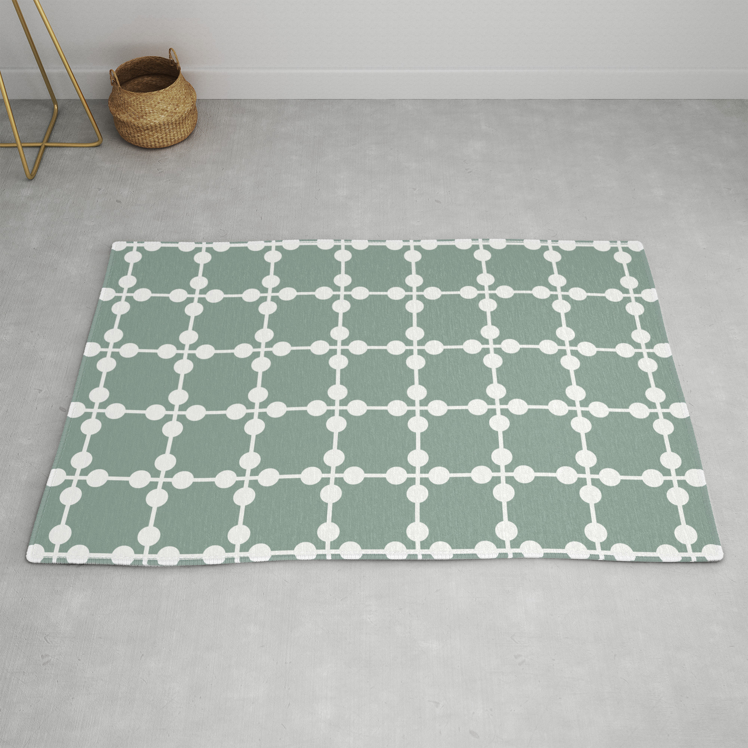 Droplets Pattern White Sage Green Rug By Denidesigns Society6