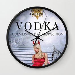 Vodka Martini, A devilishly dry proposition Vintage Pitchfork - Female Devil Advertisement Poster Wall Clock | Female, Devilish, Beverages, Diningroom, Liquor, Vintage, Poster, Devil, Aperitif, Kitchen 