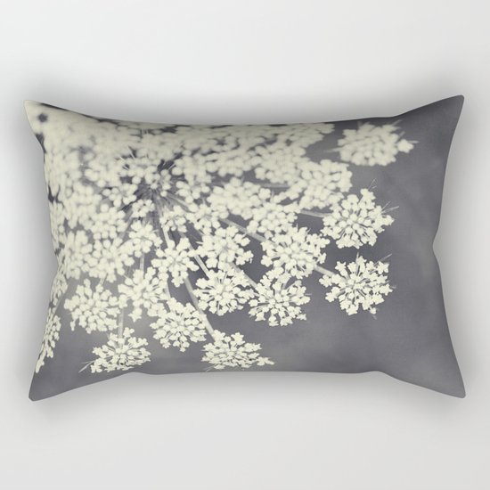 Black and White Queen Annes Lace Rectangular Pillow