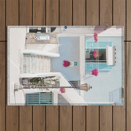 Procida Island Home In Pastel Blue Photo | Streets Of Italy Travel Photography Outdoor Rug