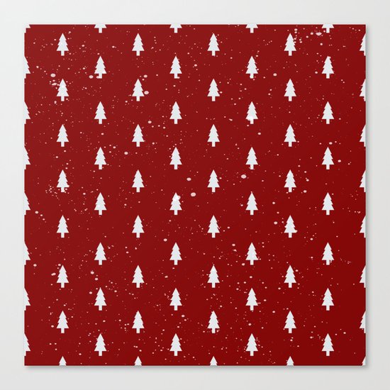 Cristmas Trees Pattern Red And White Canvas Print