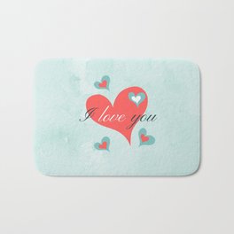 Saint Valentine's Day (I love you) Bath Mat | Concept, Love, Redhearts, Digital, Lovededication, Iloveyou, Illustration, Romanticdedication, Romanticmessage, Graphicdesign 
