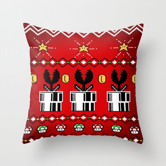 8bitChristmas Throw Pillow