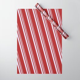 [ Thumbnail: Lavender & Red Colored Lines Pattern Wrapping Paper ]