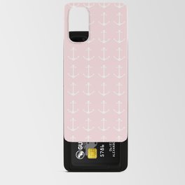 Nautical Blush Pink White Anchor Pattern Android Card Case