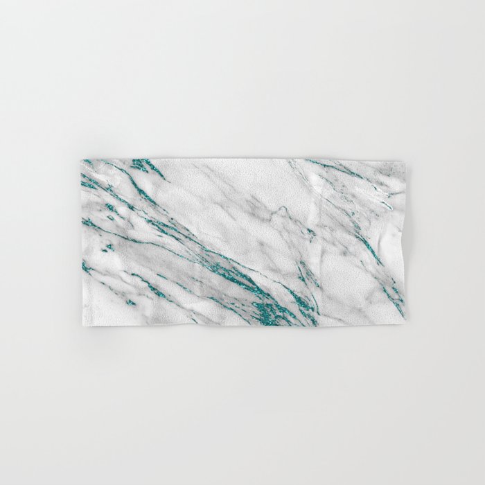 Gray Marble Aqua Teal Metallic Glitter Foil Style Hand Bath