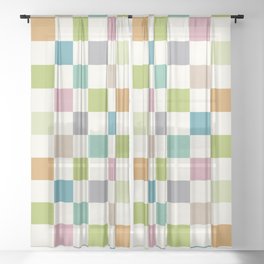 Retro Colorful Checkered Pattern II Sheer Curtain