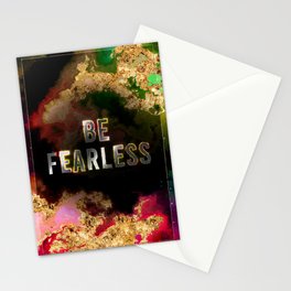 Be Fearless Rainbow Gold Quote Motivational Art Stationery Card