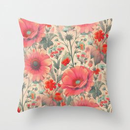 Floral Garden - Orange Throw Pillow