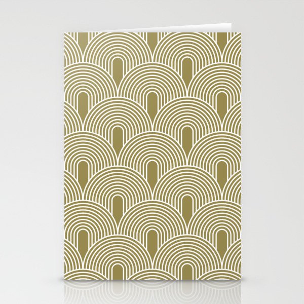 Minimal Arch Pattern - Olive Green Stationery Cards