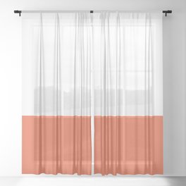 Burnt Orange and White Minimalist Color Block Sheer Curtain