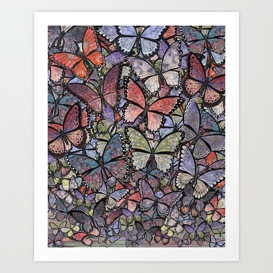 butterflies galore grunge version Art Print