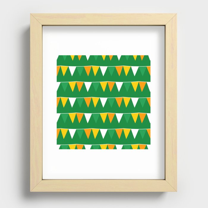 St Patrick's day flag flat cartoon pattern Recessed Framed Print