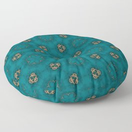 Dark Cyan Marble with Gold Ornament Accent Floor Pillow