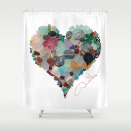 LOVE Original Sea Glass Heart Valentines Day Gift Donald Verger Valentine's Gifts Maine Art Duschvorhang