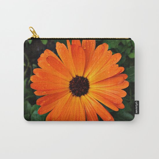 SMILE - DAISY FLOWER #3 #Orange #Raindrops Carry-All Pouch