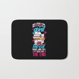 Girl Loves Books And Cats Book Reading Bookworm Bath Mat