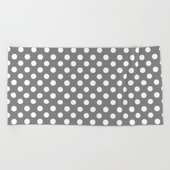 Polka Dots (White/Gray) Beach Towel