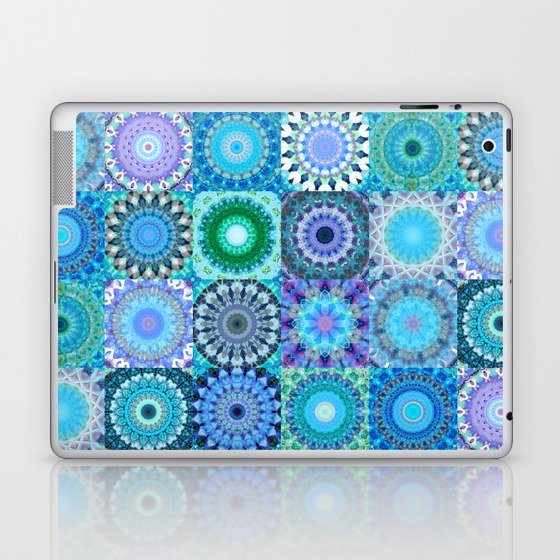 Blue Mandala Patchwork Art - Mandala Medley Three Laptop & iPad Skin