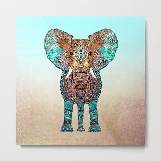 BOHO SUMMER ELEPHANT Metal Print
