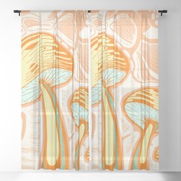 Mushroom Forest: Orange Sheer Curtain