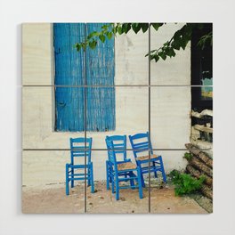 Blue Chairs Wood Wall Art