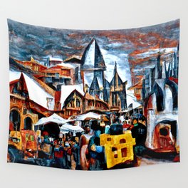 Medieval Fantasy Town Wall Tapestry