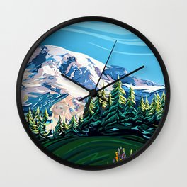 Wildflowers on Mount Rainier Wall Clock