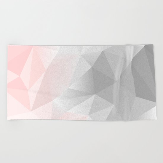 pink and gray geometric low poly background Beach Towel