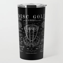 Disc Golf Frolf Frisbee Basket Vintage Patent Drawing Print Travel Mug