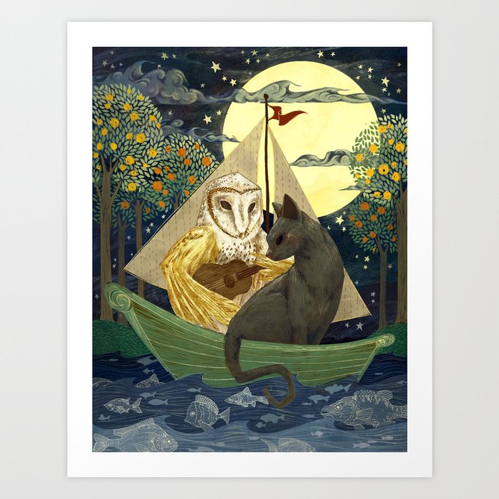 The Owl And The Pussycat Art Print By Anne Lambelet Society6