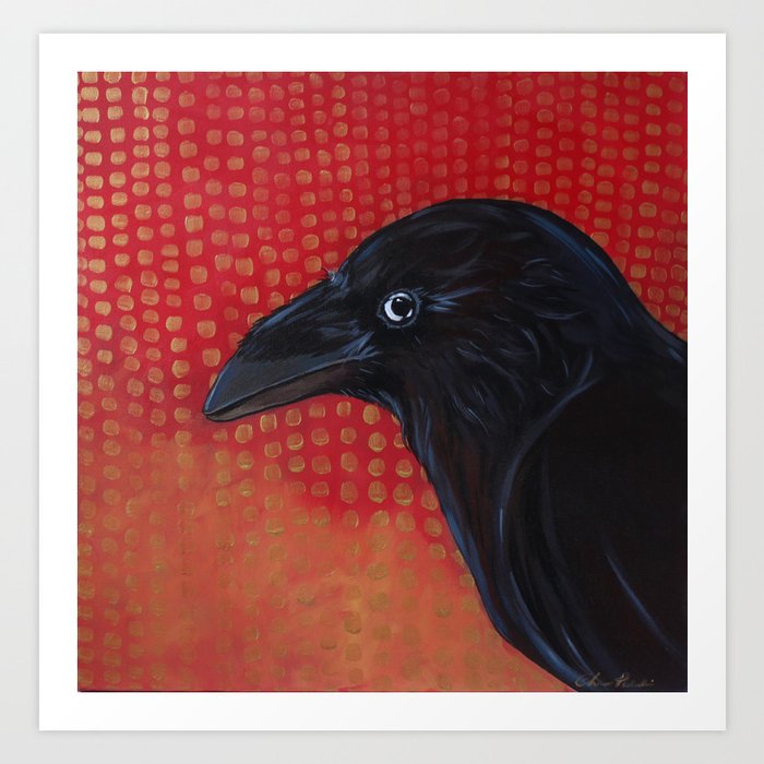 Crow In Red Art Print