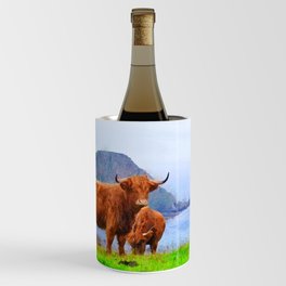 Highland cow watercolor painting #9 Wine Chiller