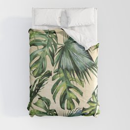 Palm Leaves Greenery Linen Comforter