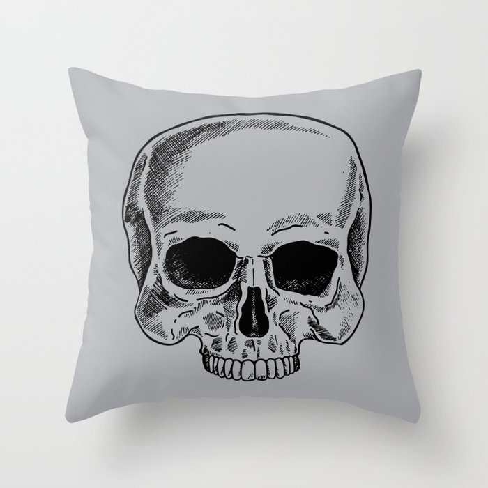 Skulls Horror Gothic Victorian Black Gray Grey Throw Pillow