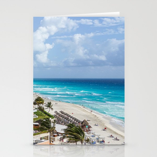 Mexico Photography - Exotic Beach By The Blue Ocean Water Stationery Cards
