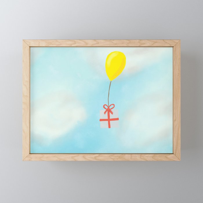 Floating Present Balloon ACNH Framed Mini Art Print