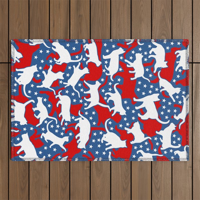 United States Of Cats USA Flag Cat Lover Americana Pattern Outdoor Rug