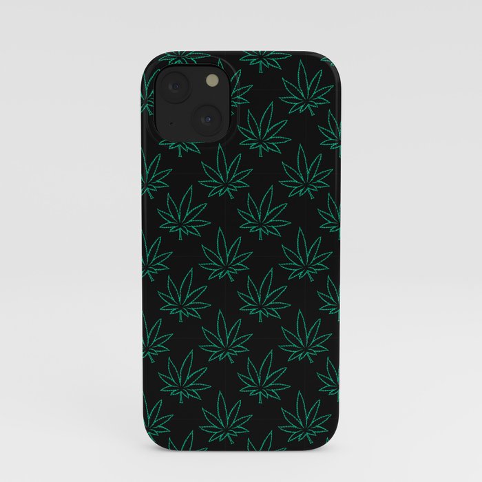 Weed Pattern 420 (outlines) iPhone Case