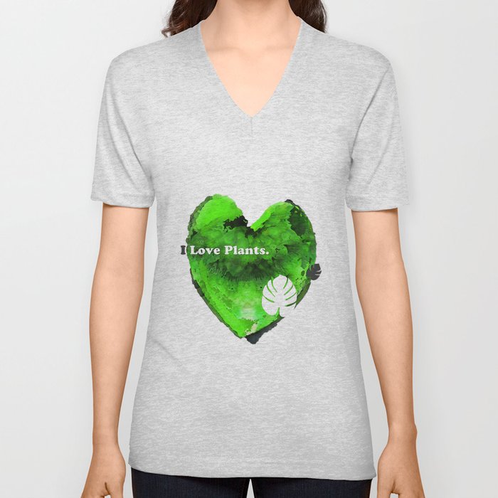 Clean Green Heart Art For Plant Lovers V Neck T Shirt